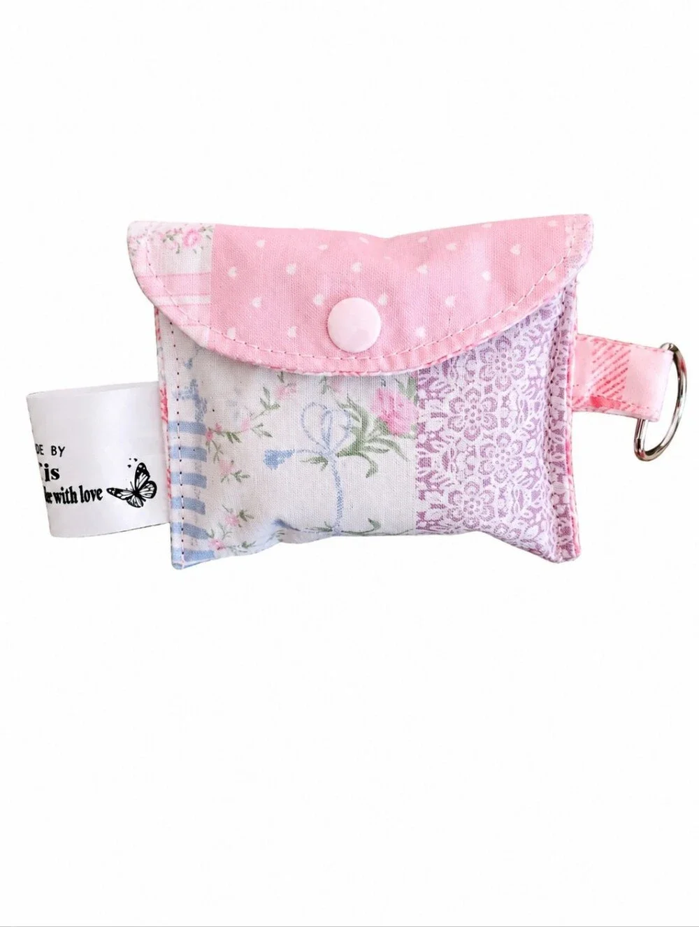 Handmade Fabric Earbud Case Keychain Set